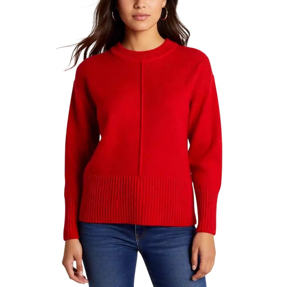 For The Republic Womens Red Crewneck Drop Shoulder Sweater Small NWT